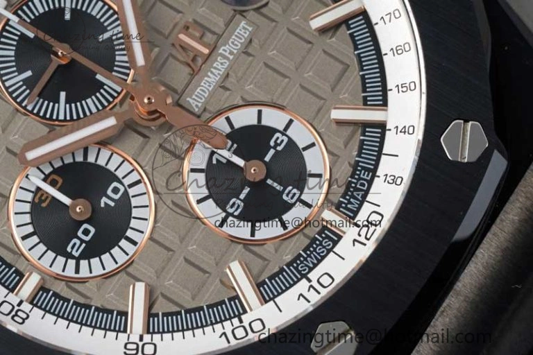 Royal Oak Offshore 44mm Black Ceramic Case APF 1:1 Best Edition Gray White Dial on Black Rubber Strap A3126
