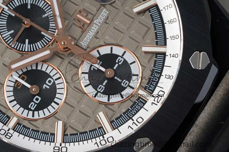 Royal Oak Offshore 44mm Black Ceramic Case APF 1:1 Best Edition Gray White Dial on Black Rubber Strap A3126