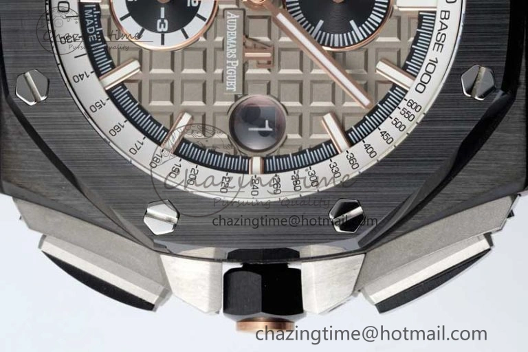 Royal Oak Offshore 44mm Black Ceramic Case APF 1:1 Best Edition Gray White Dial on Black Rubber Strap A3126