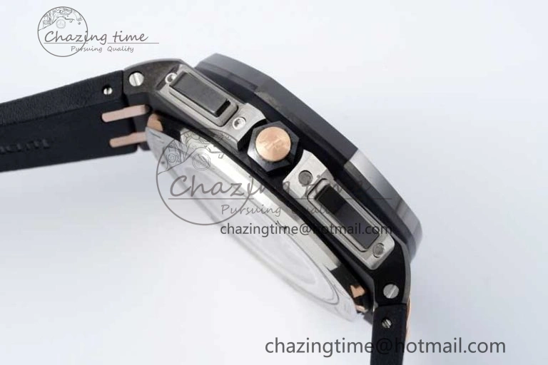 Royal Oak Offshore 44mm Black Ceramic Case APF 1:1 Best Edition Gray White Dial on Black Rubber Strap A3126