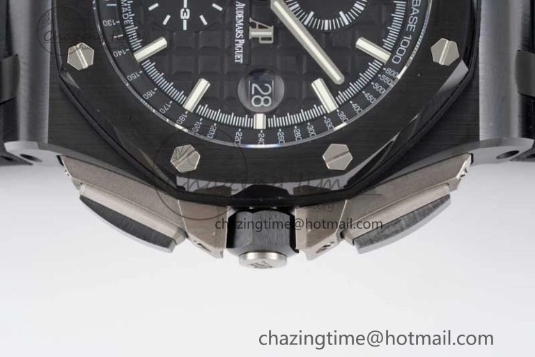 Royal Oak Offshore 44mm Black Ceramic Case JJF 1:1 Best Edition Black Dial on Rubber Strap A3126 V2