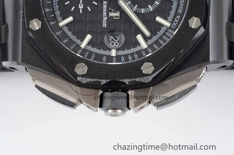 Royal Oak Offshore 44mm Black Ceramic Case JJF 1:1 Best Edition Black Dial on Rubber Strap A3126 V2