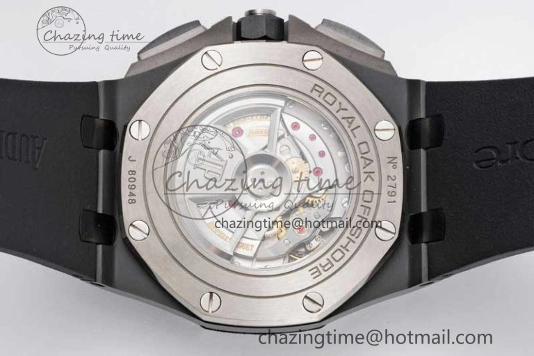 Royal Oak Offshore 44mm Black Ceramic Case JJF 1:1 Best Edition Black Dial on Rubber Strap A3126 V2