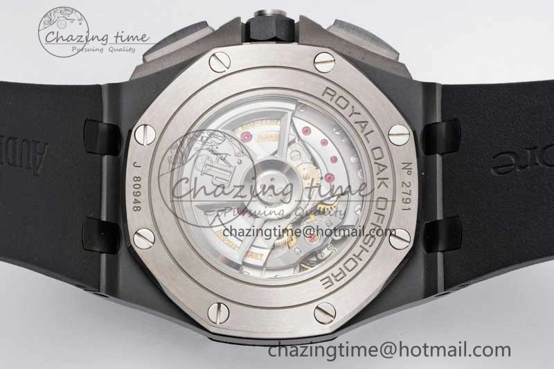 Royal Oak Offshore 44mm Black Ceramic Case JJF 1:1 Best Edition Black Dial on Rubber Strap A3126 V2