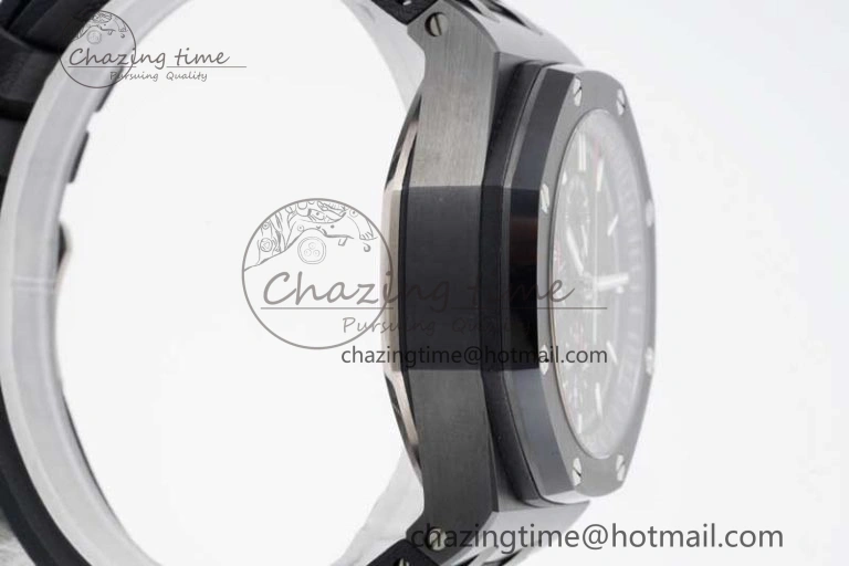Royal Oak Offshore 44mm Black Ceramic Case JJF 1:1 Best Edition Black Dial on Rubber Strap A3126 V2