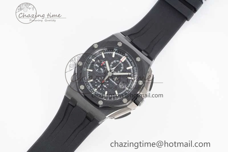 Royal Oak Offshore 44mm Black Ceramic Case JJF 1:1 Best Edition Black Dial on Rubber Strap A3126 V2