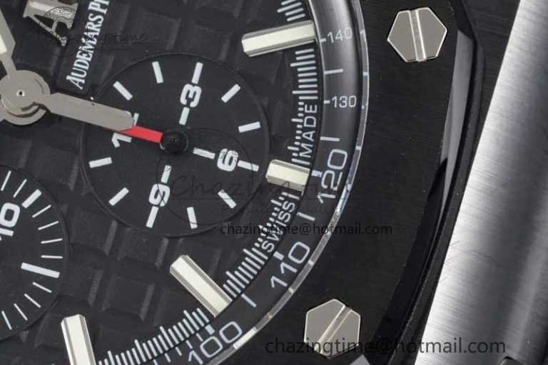 Royal Oak Offshore 44mm Black Ceramic Case JJF 1:1 Best Edition Black Dial on Rubber Strap A3126 V2