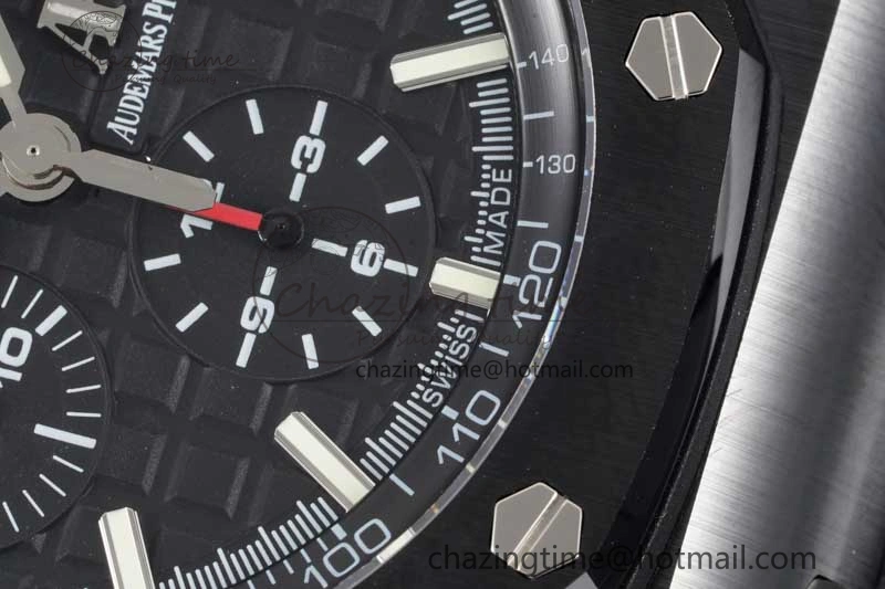 Royal Oak Offshore 44mm Black Ceramic Case JJF 1:1 Best Edition Black Dial on Rubber Strap A3126 V2