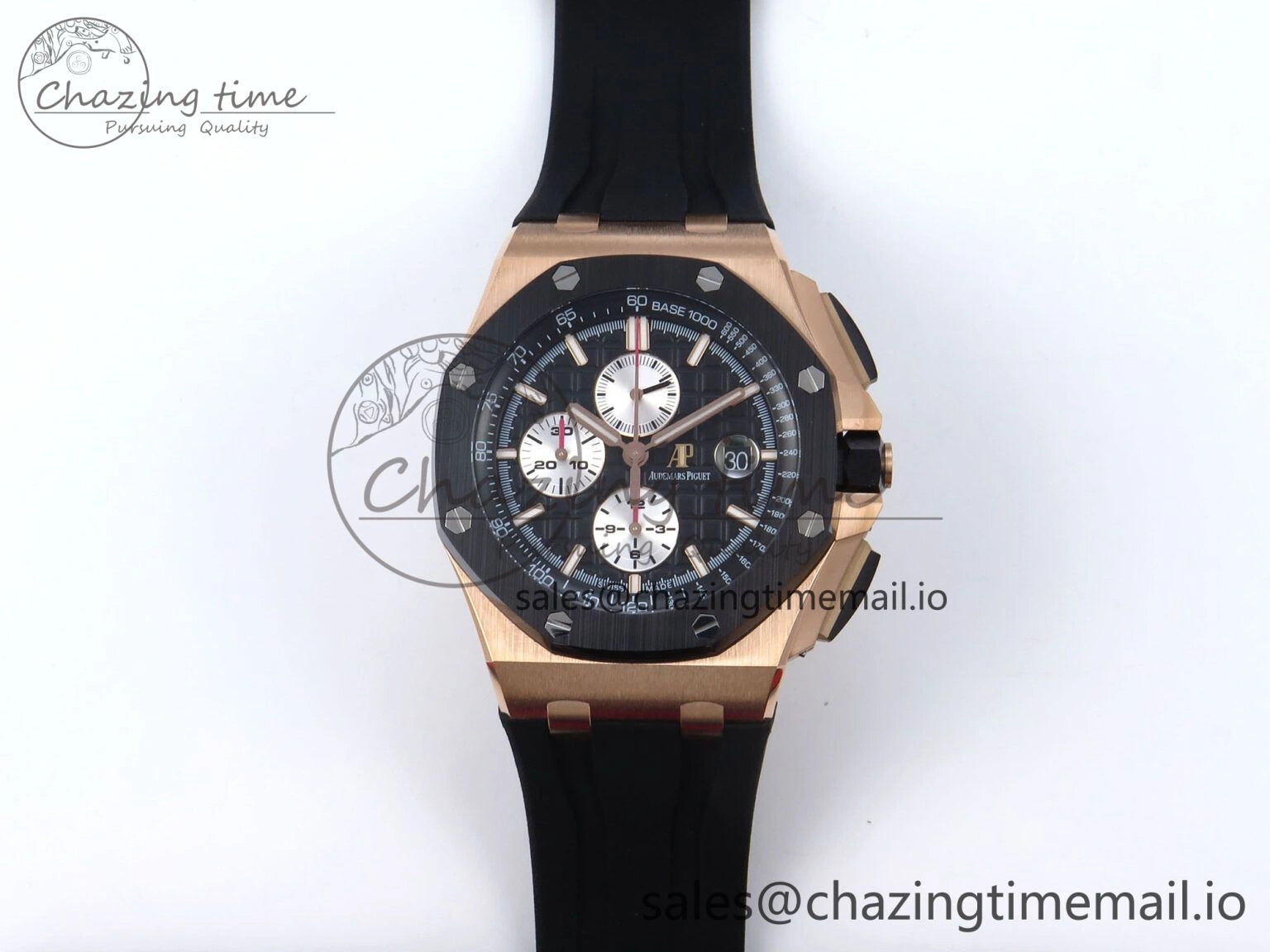 Royal Oak Offshore 44mm Black Ceramic RG TKF 1:1 Best Edition Black RG Dial on Black Rubber Strap A3126