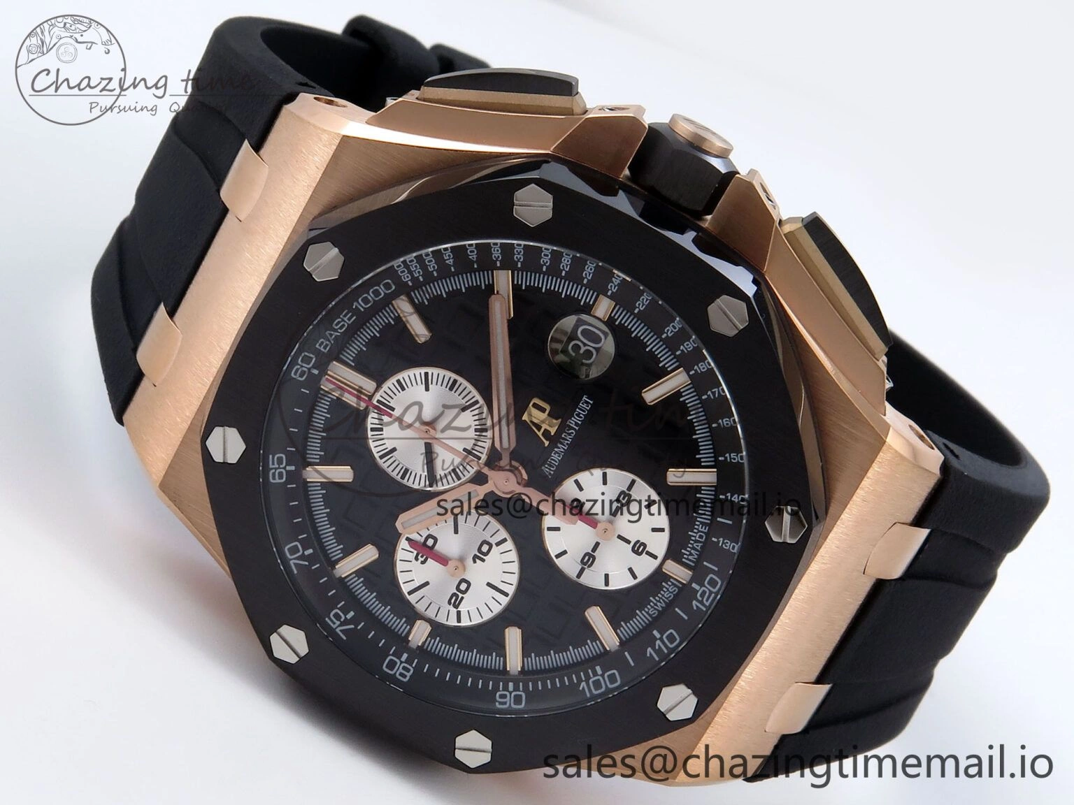 Royal Oak Offshore 44mm Black Ceramic RG TKF 1:1 Best Edition Black RG Dial on Black Rubber Strap A3126
