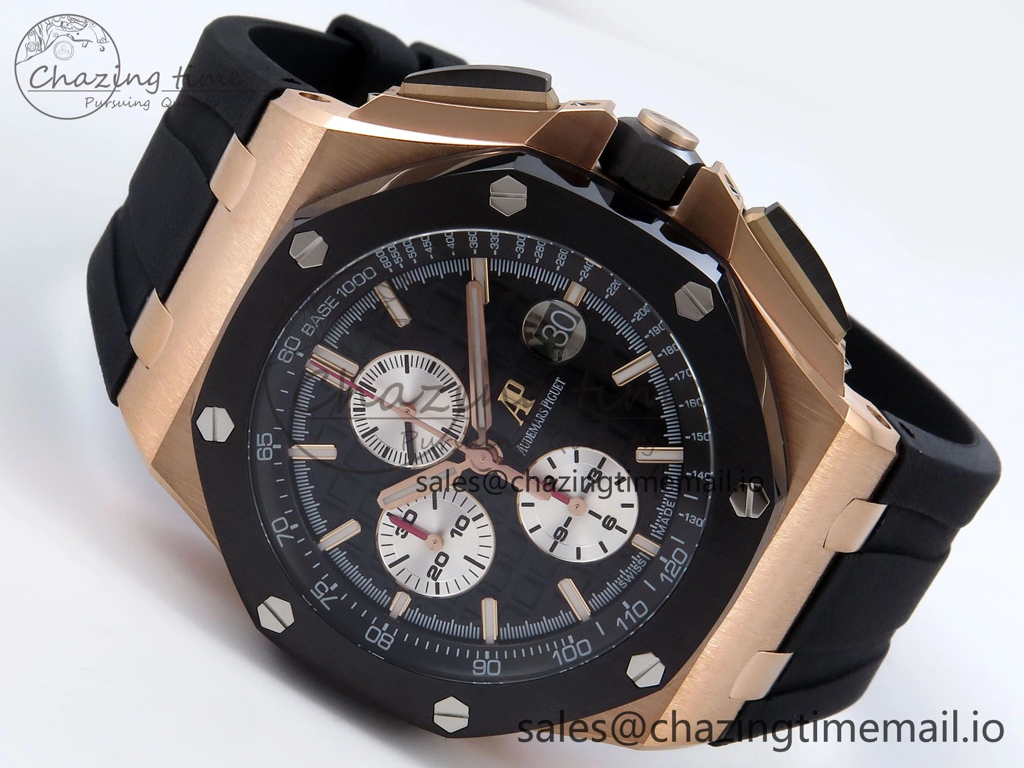 Royal Oak Offshore 44mm Black Ceramic RG TKF 1:1 Best Edition Black RG Dial on Black Rubber Strap A3126