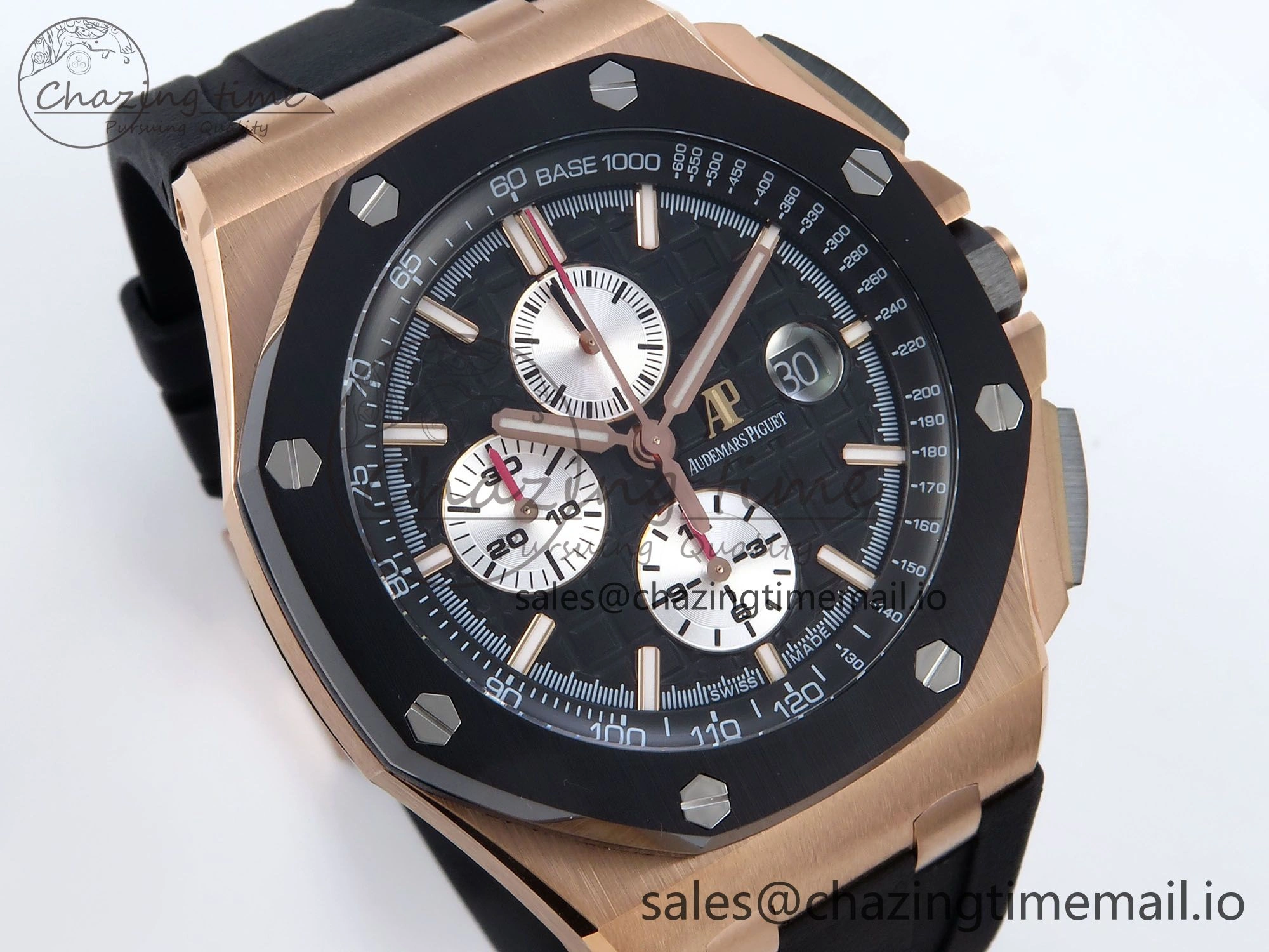 Royal Oak Offshore 44mm Black Ceramic RG TKF 1:1 Best Edition Black RG Dial on Black Rubber Strap A3126