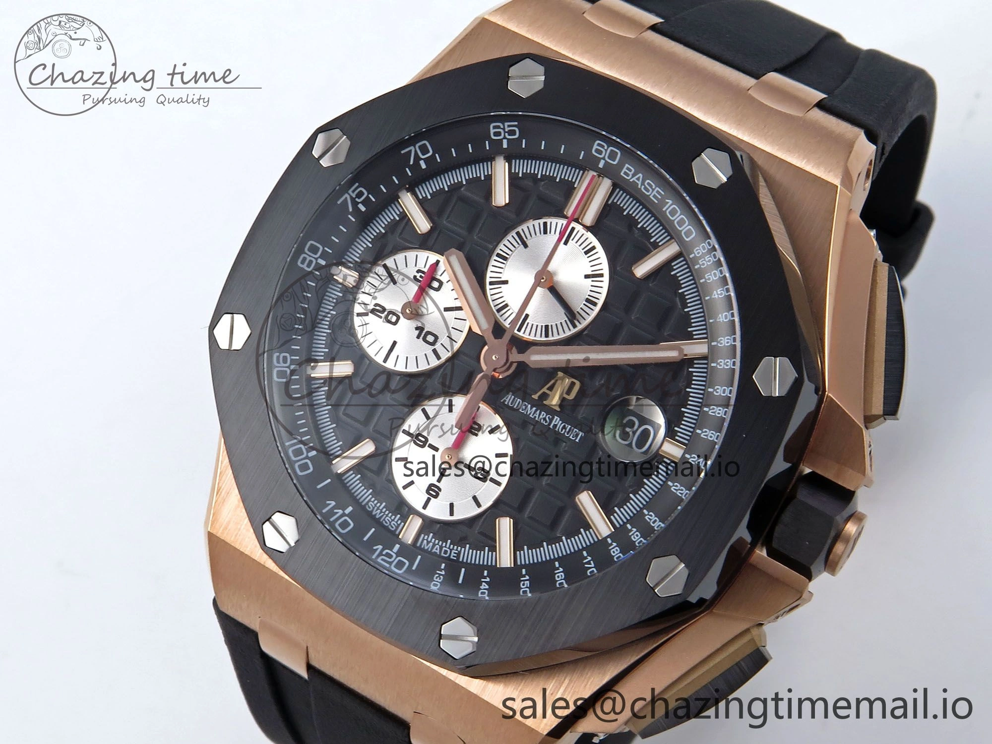 Royal Oak Offshore 44mm Black Ceramic RG TKF 1:1 Best Edition Black RG Dial on Black Rubber Strap A3126