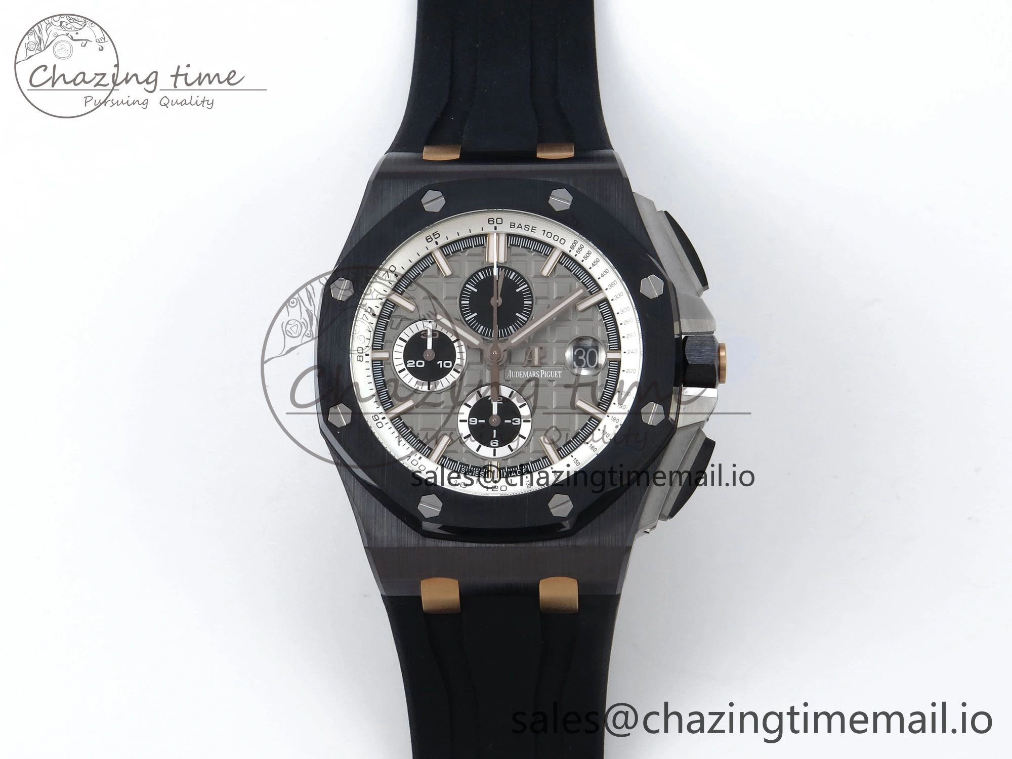 Royal Oak Offshore 44mm Black Ceramic RG TKF 1:1 Best Edition Gray Dial on Black Rubber Strap A3126