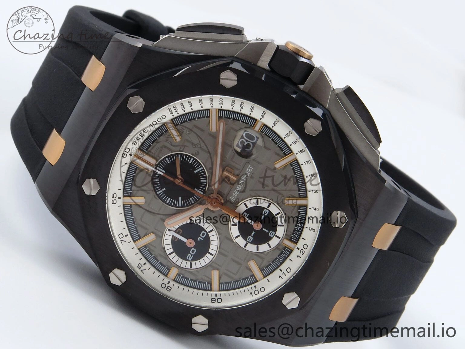 Royal Oak Offshore 44mm Black Ceramic RG TKF 1:1 Best Edition Gray Dial on Black Rubber Strap A3126