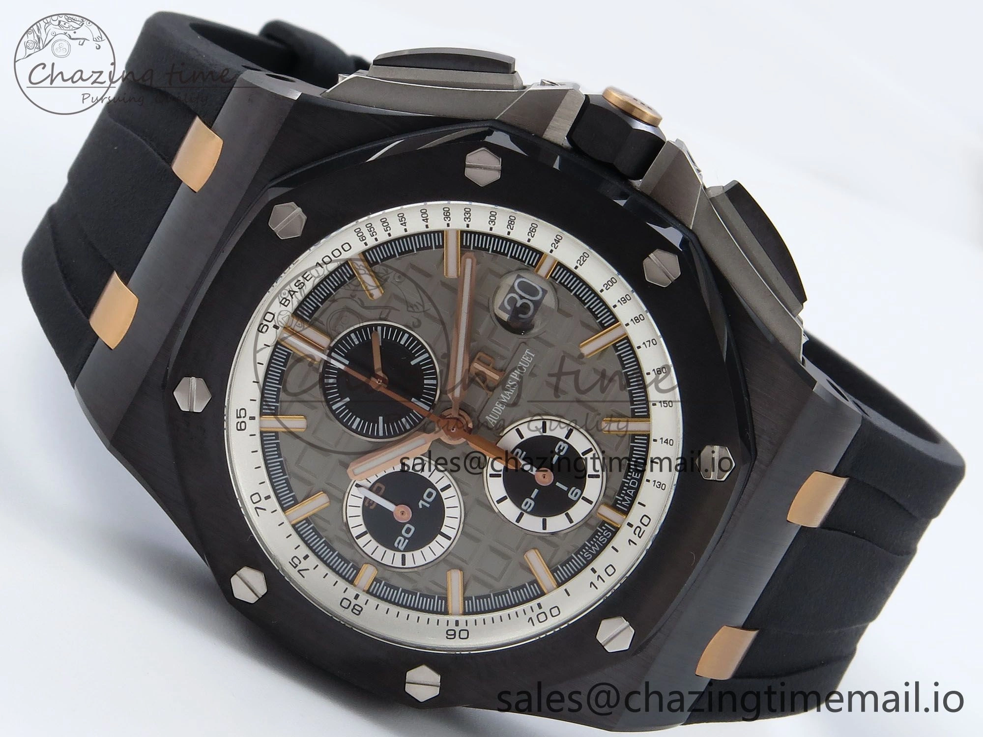 Royal Oak Offshore 44mm Black Ceramic RG TKF 1:1 Best Edition Gray Dial on Black Rubber Strap A3126