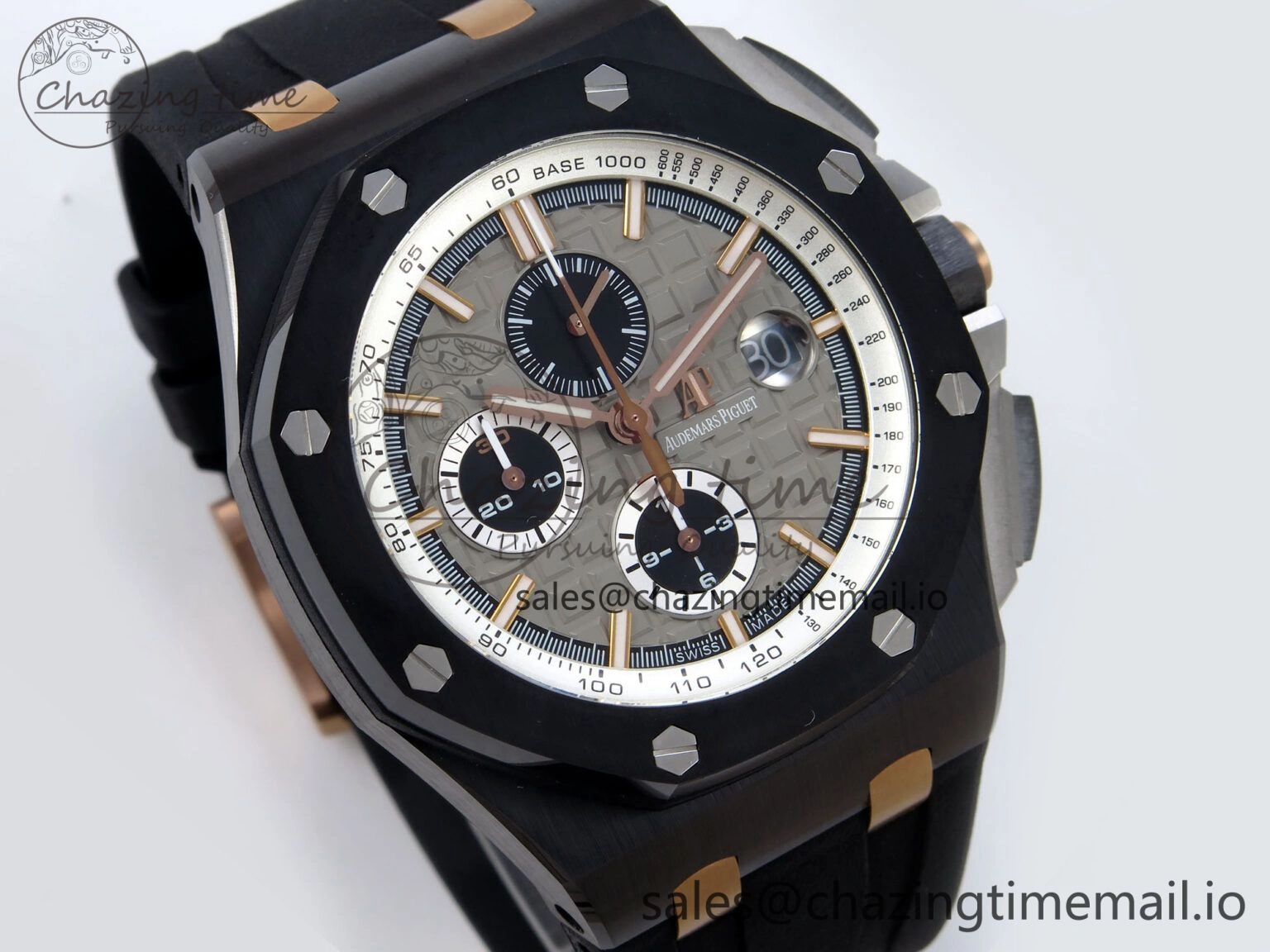 Royal Oak Offshore 44mm Black Ceramic RG TKF 1:1 Best Edition Gray Dial on Black Rubber Strap A3126