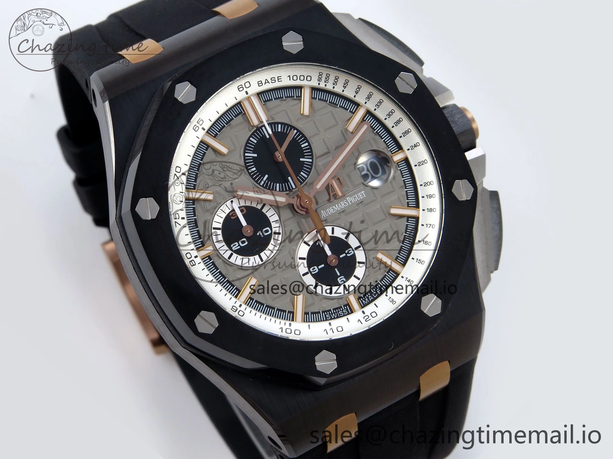 Royal Oak Offshore 44mm Black Ceramic RG TKF 1:1 Best Edition Gray Dial on Black Rubber Strap A3126