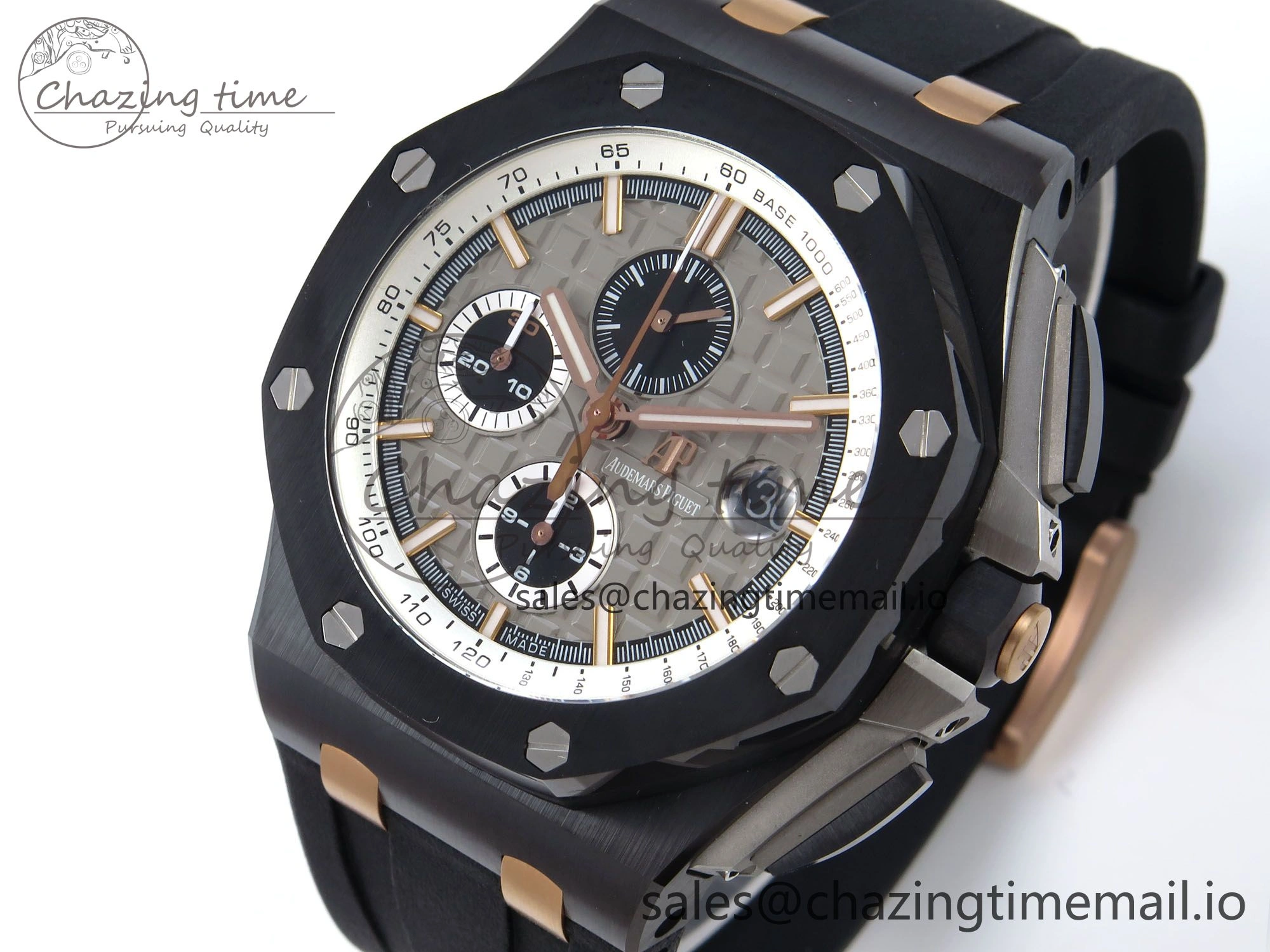Royal Oak Offshore 44mm Black Ceramic RG TKF 1:1 Best Edition Gray Dial on Black Rubber Strap A3126