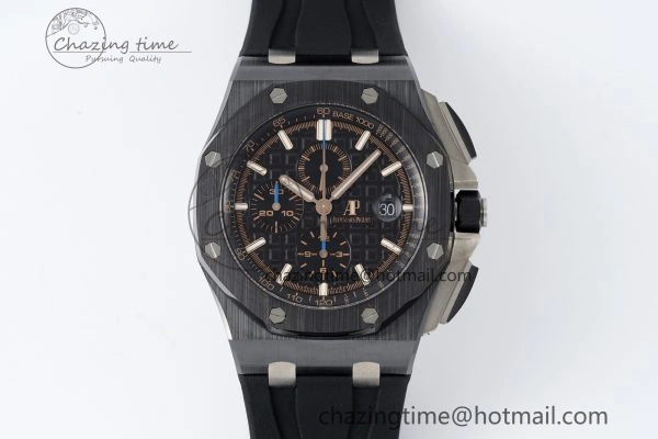 Royal Oak Offshore 44mm Black Ceramic RSF 1:1 Best Edition Black Dial on Rubber Strap A3126 V2