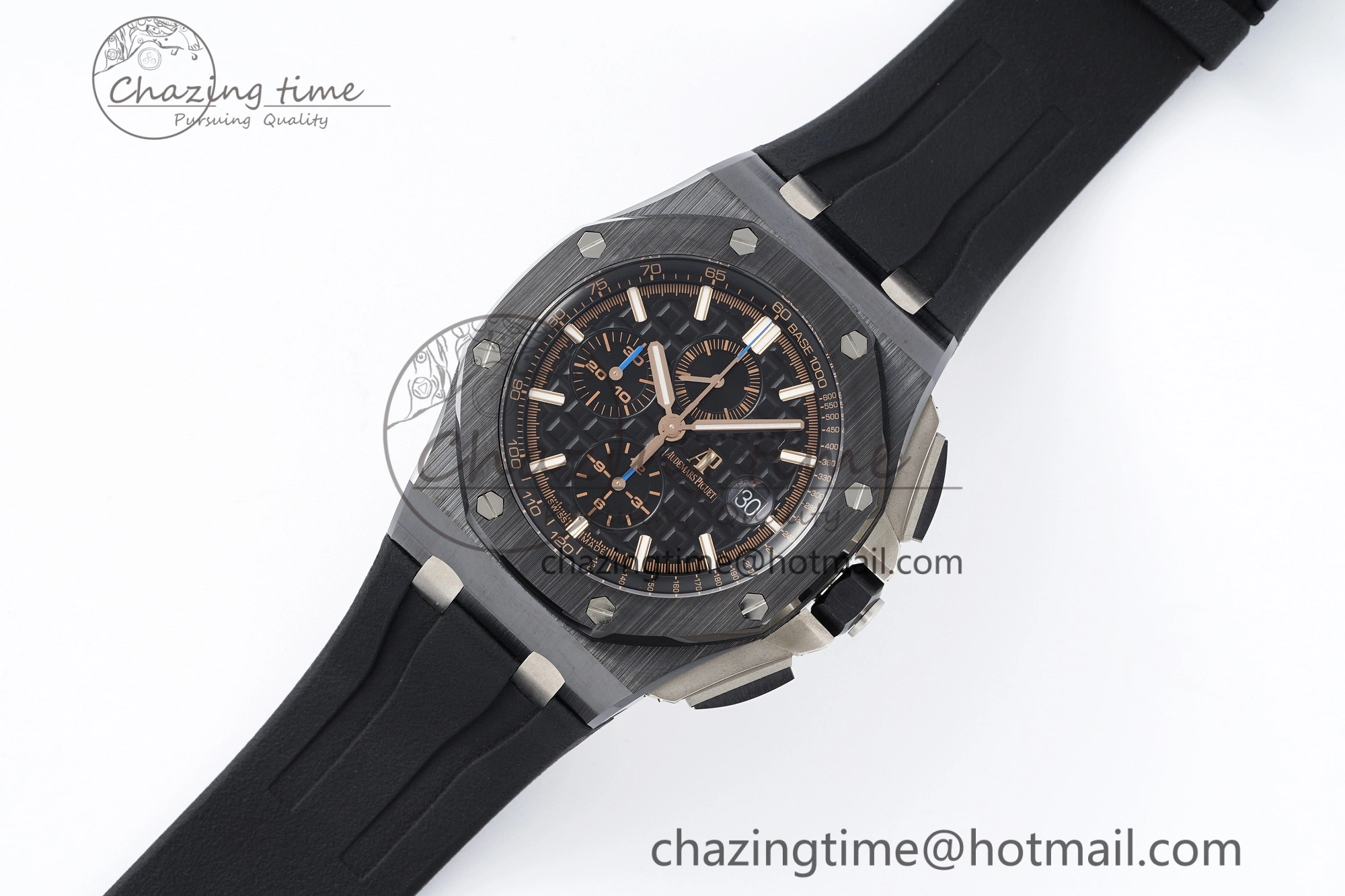 Royal Oak Offshore 44mm Black Ceramic RSF 1:1 Best Edition Black Dial on Rubber Strap A3126 V2
