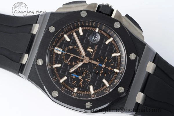 Royal Oak Offshore 44mm Black Ceramic RSF 1:1 Best Edition Black Dial on Rubber Strap A3126 V2
