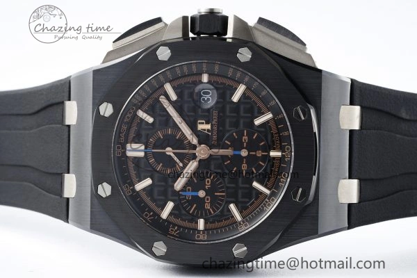 Royal Oak Offshore 44mm Black Ceramic RSF 1:1 Best Edition Black Dial on Rubber Strap A3126 V2