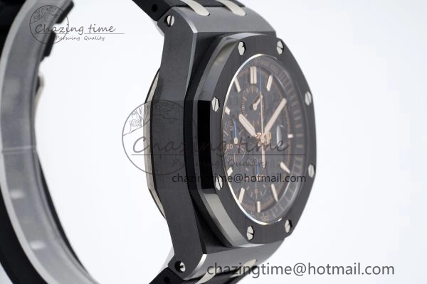 Royal Oak Offshore 44mm Black Ceramic RSF 1:1 Best Edition Black Dial on Rubber Strap A3126 V2