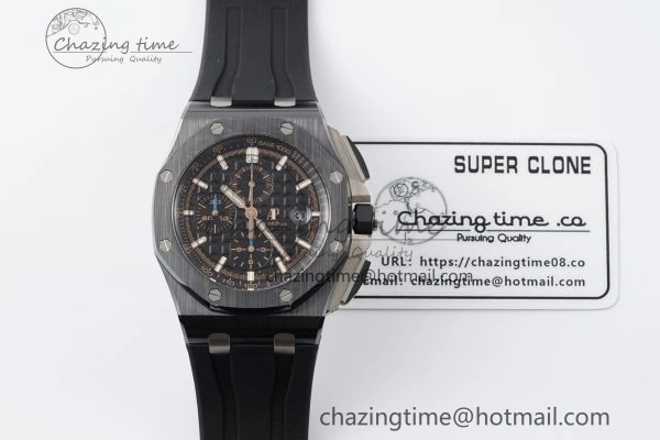 Royal Oak Offshore 44mm Black Ceramic RSF 1:1 Best Edition Black Dial on Rubber Strap A3126 V2