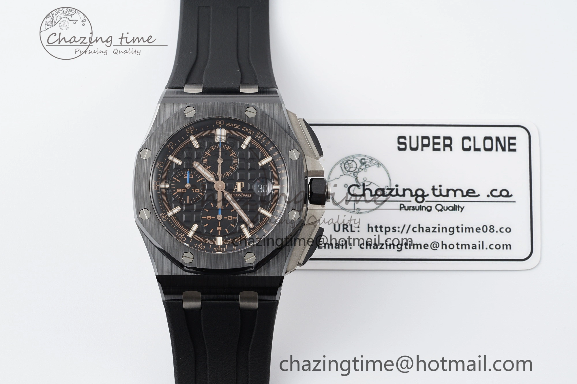 Royal Oak Offshore 44mm Black Ceramic RSF 1:1 Best Edition Black Dial on Rubber Strap A3126 V2