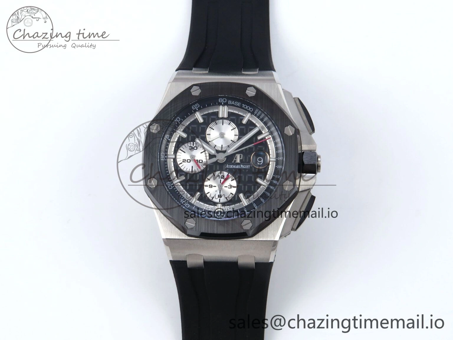 Royal Oak Offshore 44mm Black Ceramic SS TKF 1:1 Best Edition Black SS Dial on Black Rubber Strap A3126