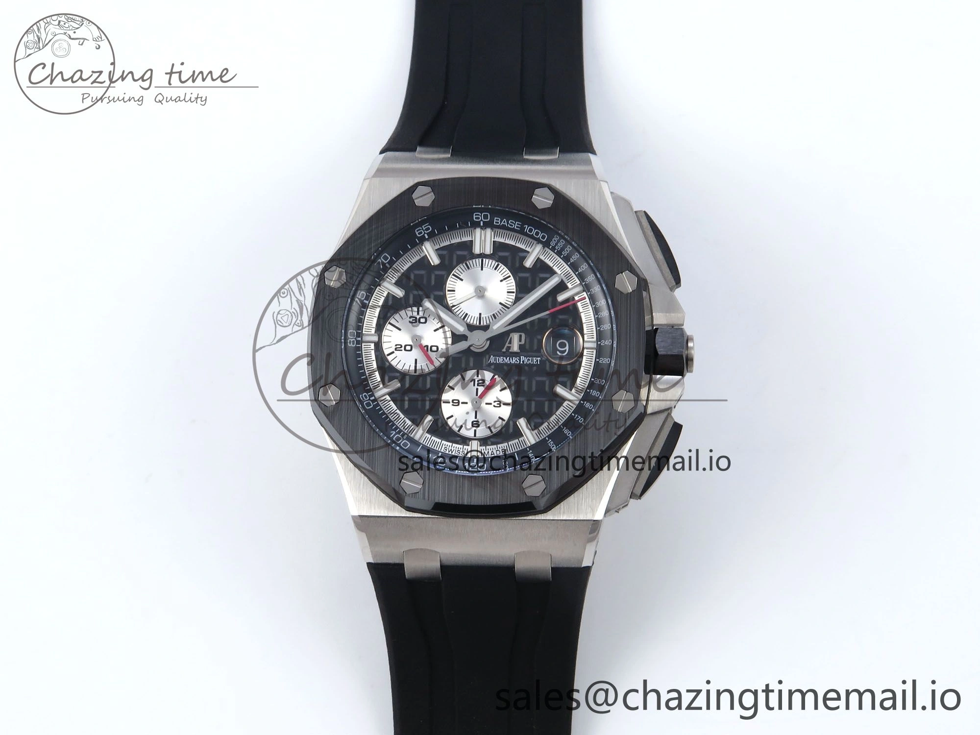 Royal Oak Offshore 44mm Black Ceramic SS TKF 1:1 Best Edition Black SS Dial on Black Rubber Strap A3126