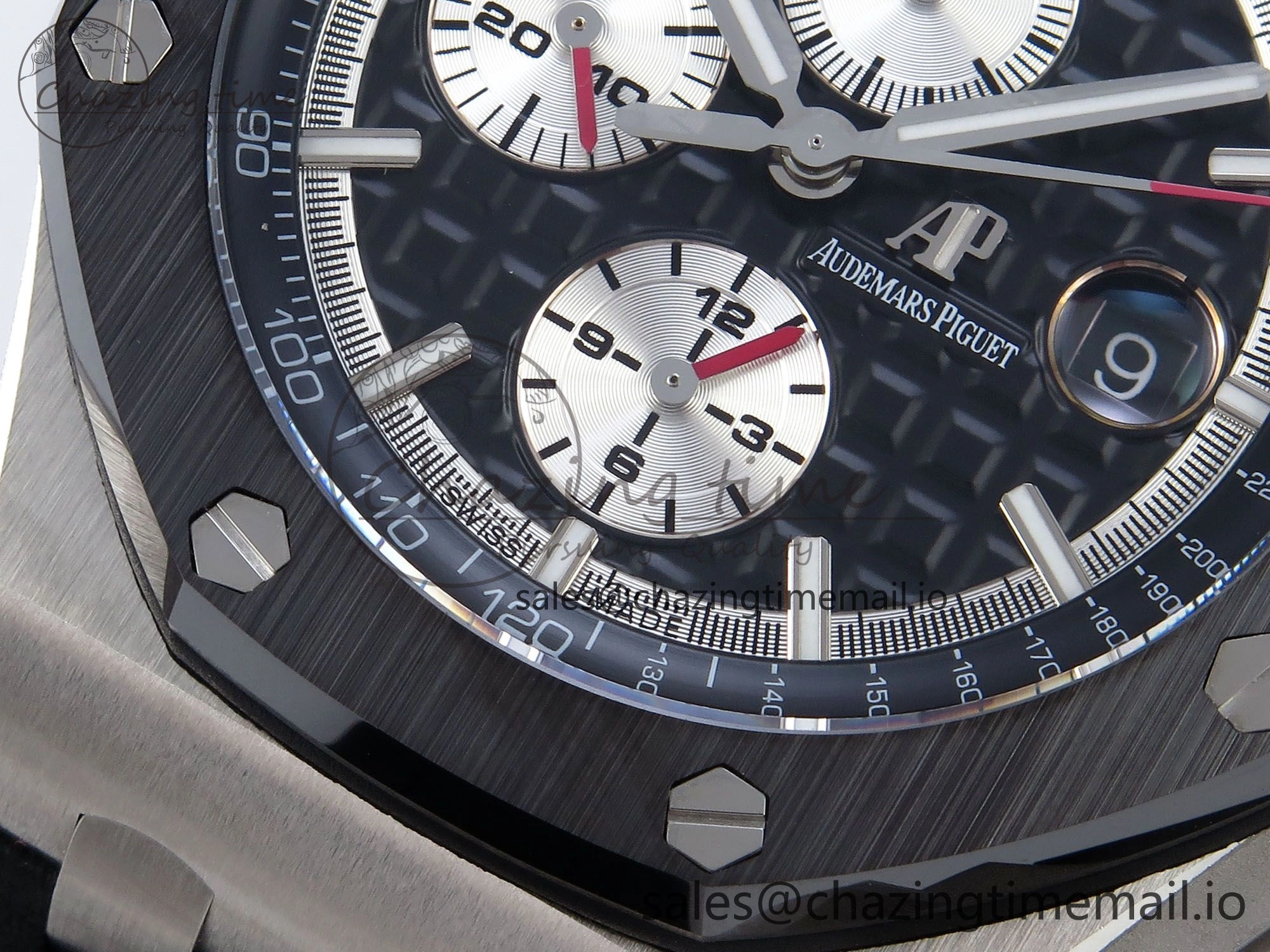 Royal Oak Offshore 44mm Black Ceramic SS TKF 1:1 Best Edition Black SS Dial on Black Rubber Strap A3126