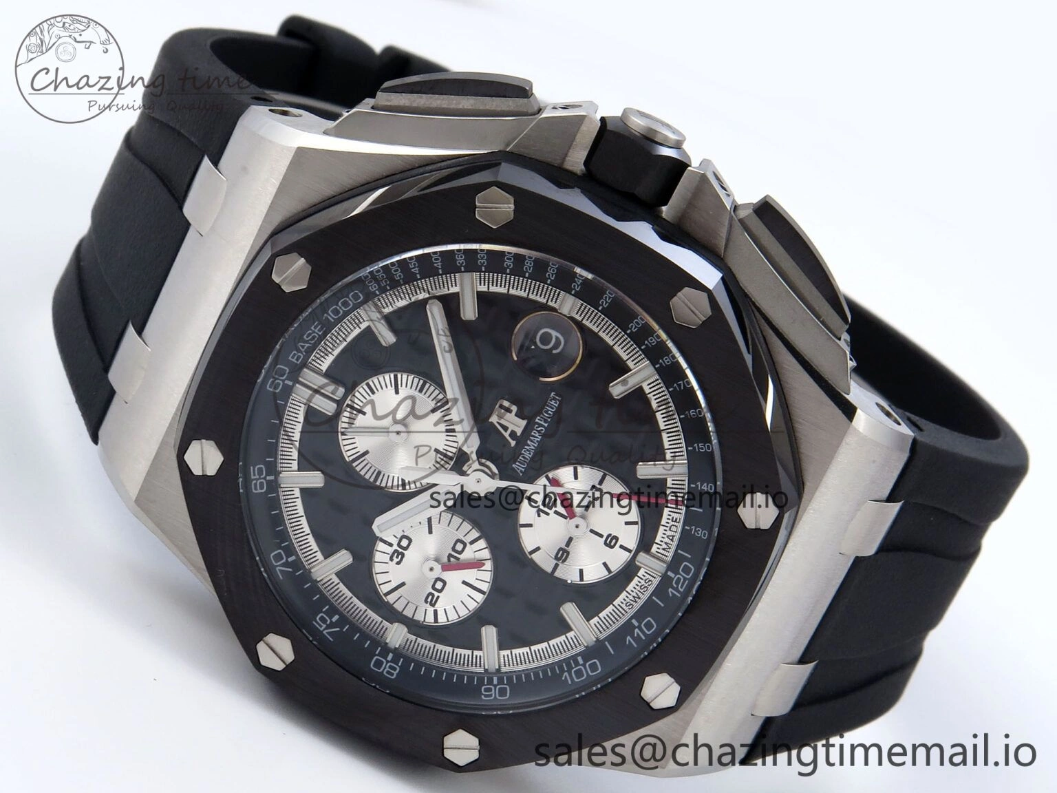 Royal Oak Offshore 44mm Black Ceramic SS TKF 1:1 Best Edition Black SS Dial on Black Rubber Strap A3126