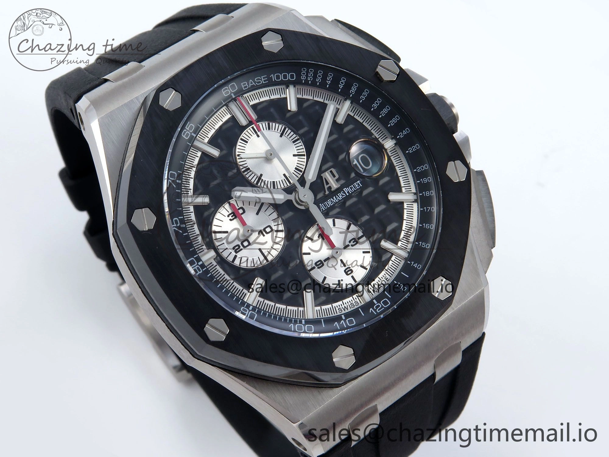 Royal Oak Offshore 44mm Black Ceramic SS TKF 1:1 Best Edition Black SS Dial on Black Rubber Strap A3126