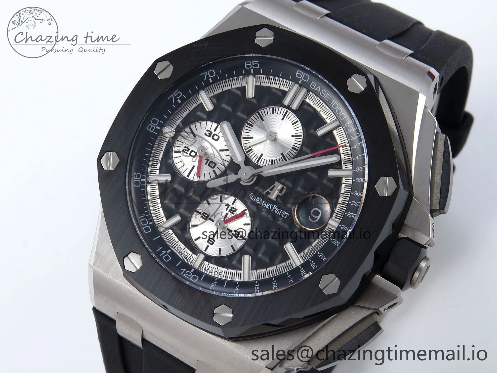 Royal Oak Offshore 44mm Black Ceramic SS TKF 1:1 Best Edition Black SS Dial on Black Rubber Strap A3126