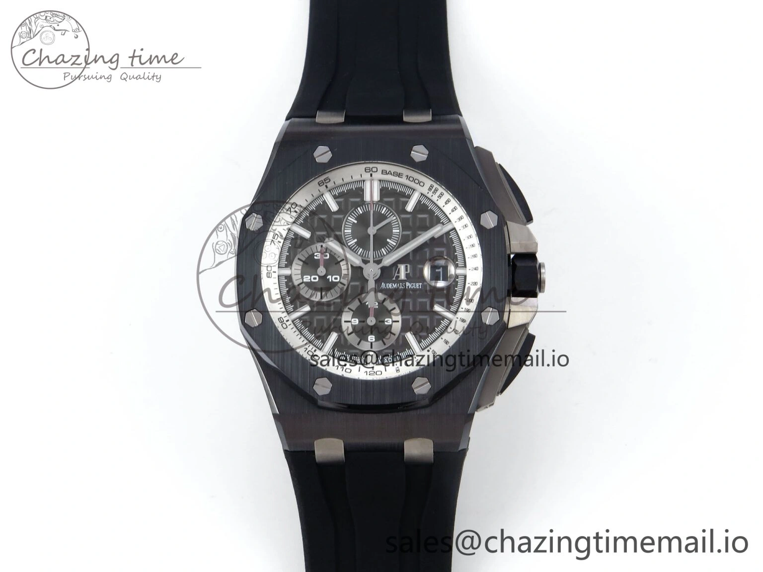 Royal Oak Offshore 44mm Black Ceramic SS TKF 1:1 Best Edition Gray Dial on Black Rubber Strap A3126