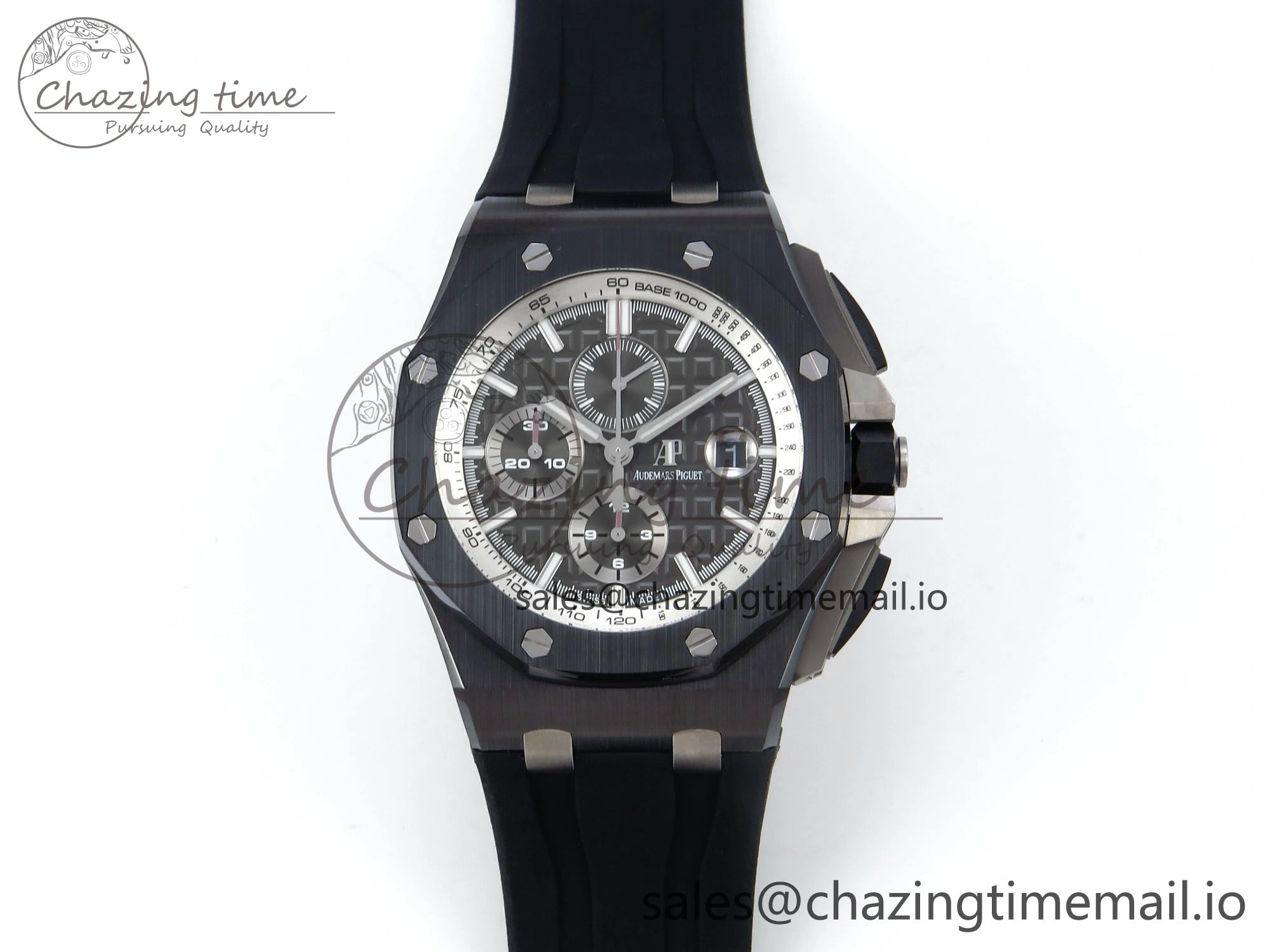 Royal Oak Offshore 44mm Black Ceramic SS TKF 1:1 Best Edition Gray Dial on Black Rubber Strap A3126