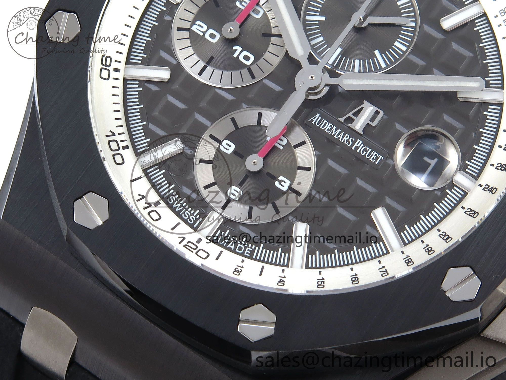 Royal Oak Offshore 44mm Black Ceramic SS TKF 1:1 Best Edition Gray Dial on Black Rubber Strap A3126
