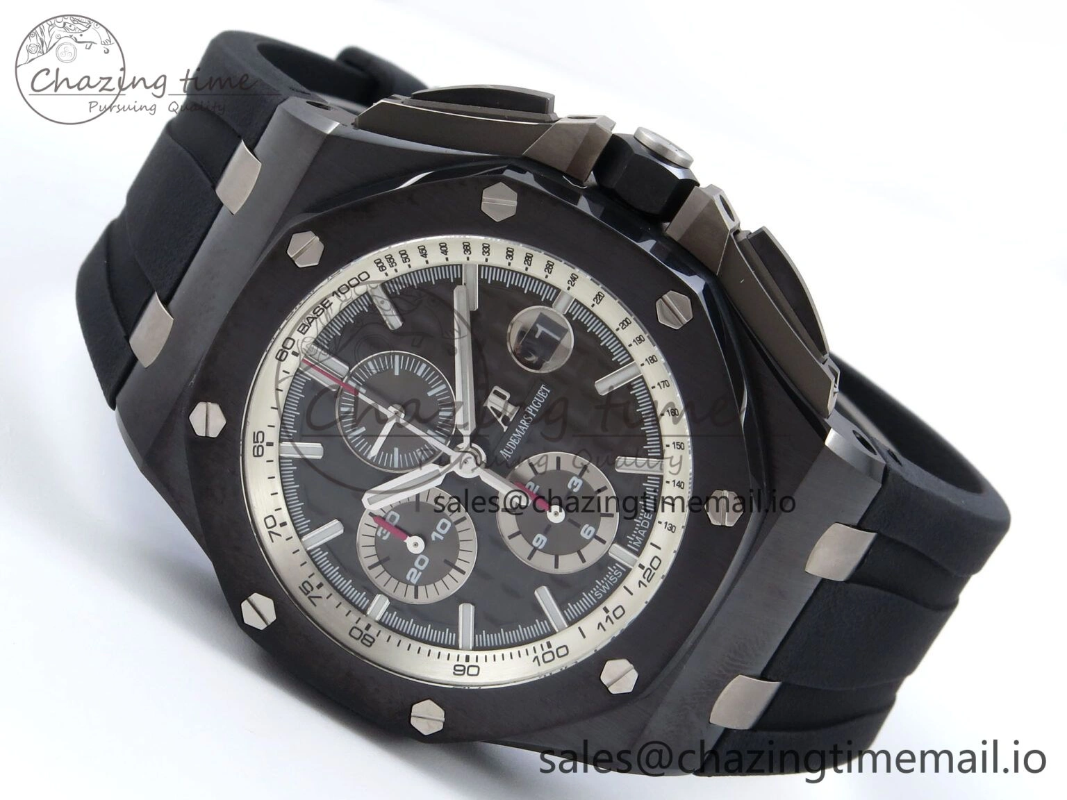 Royal Oak Offshore 44mm Black Ceramic SS TKF 1:1 Best Edition Gray Dial on Black Rubber Strap A3126