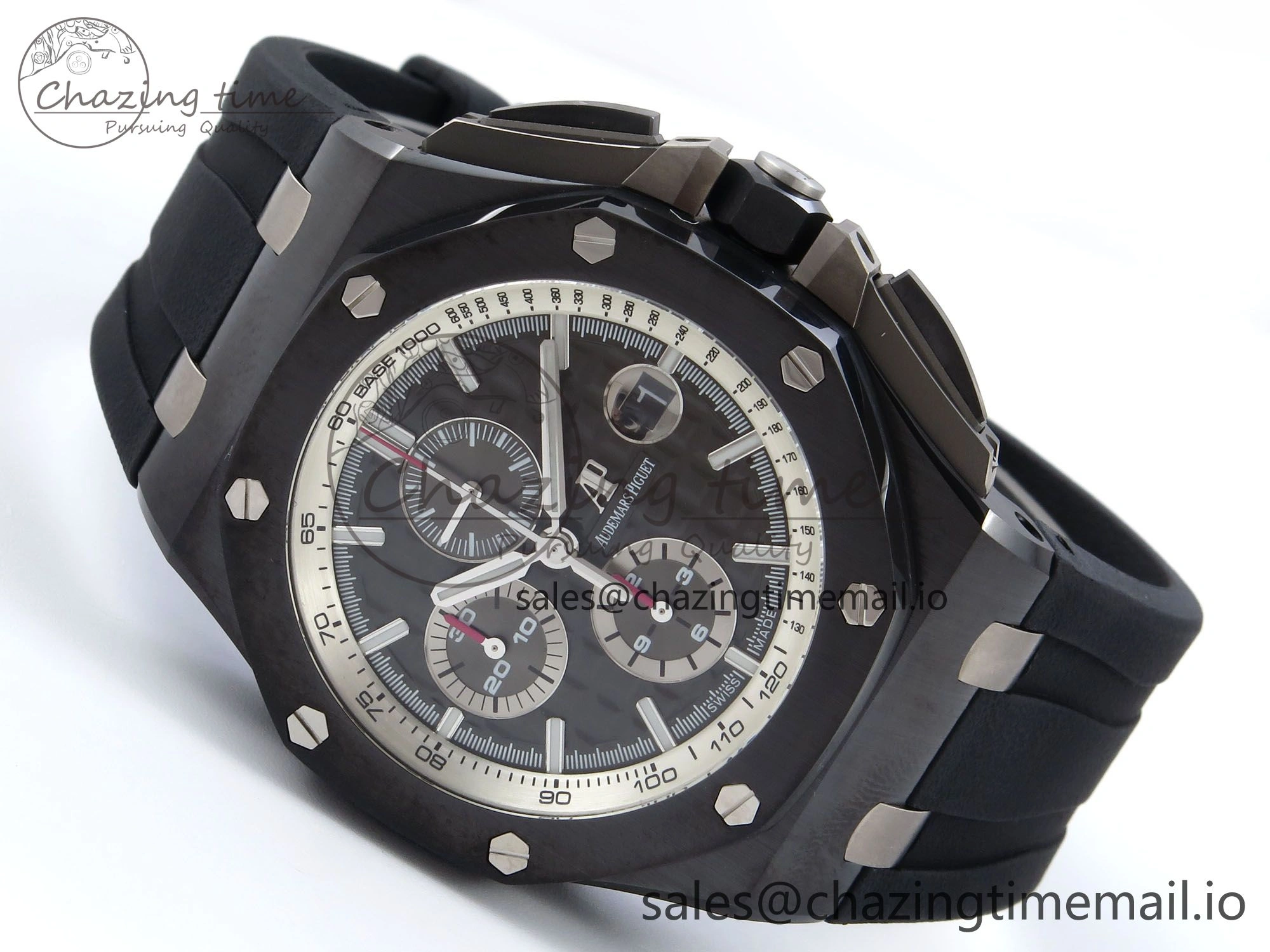 Royal Oak Offshore 44mm Black Ceramic SS TKF 1:1 Best Edition Gray Dial on Black Rubber Strap A3126