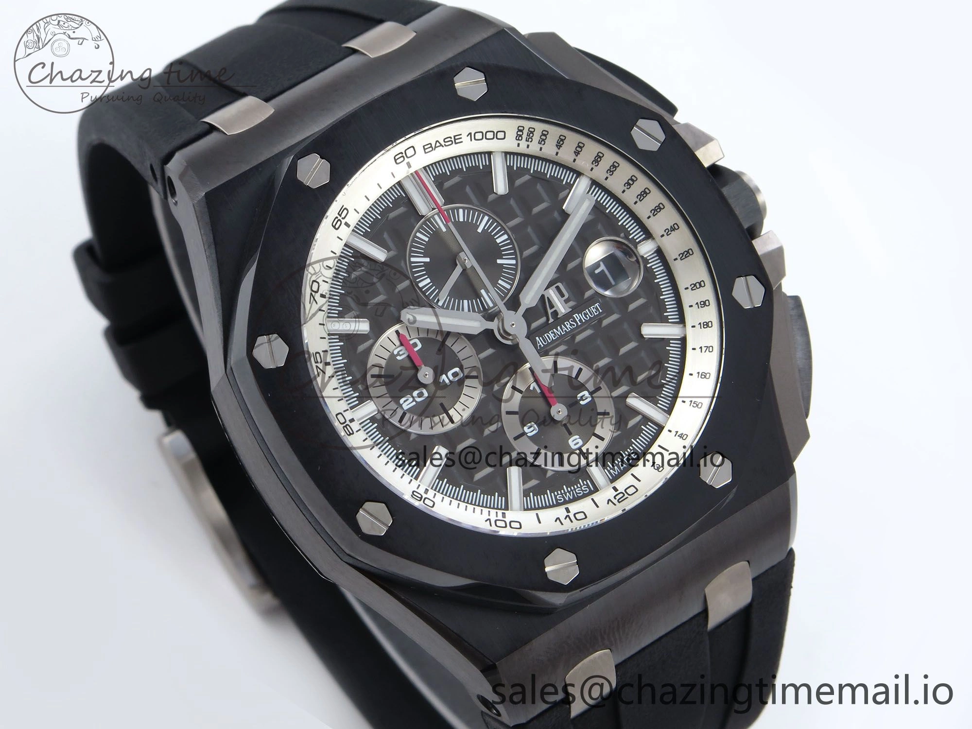 Royal Oak Offshore 44mm Black Ceramic SS TKF 1:1 Best Edition Gray Dial on Black Rubber Strap A3126