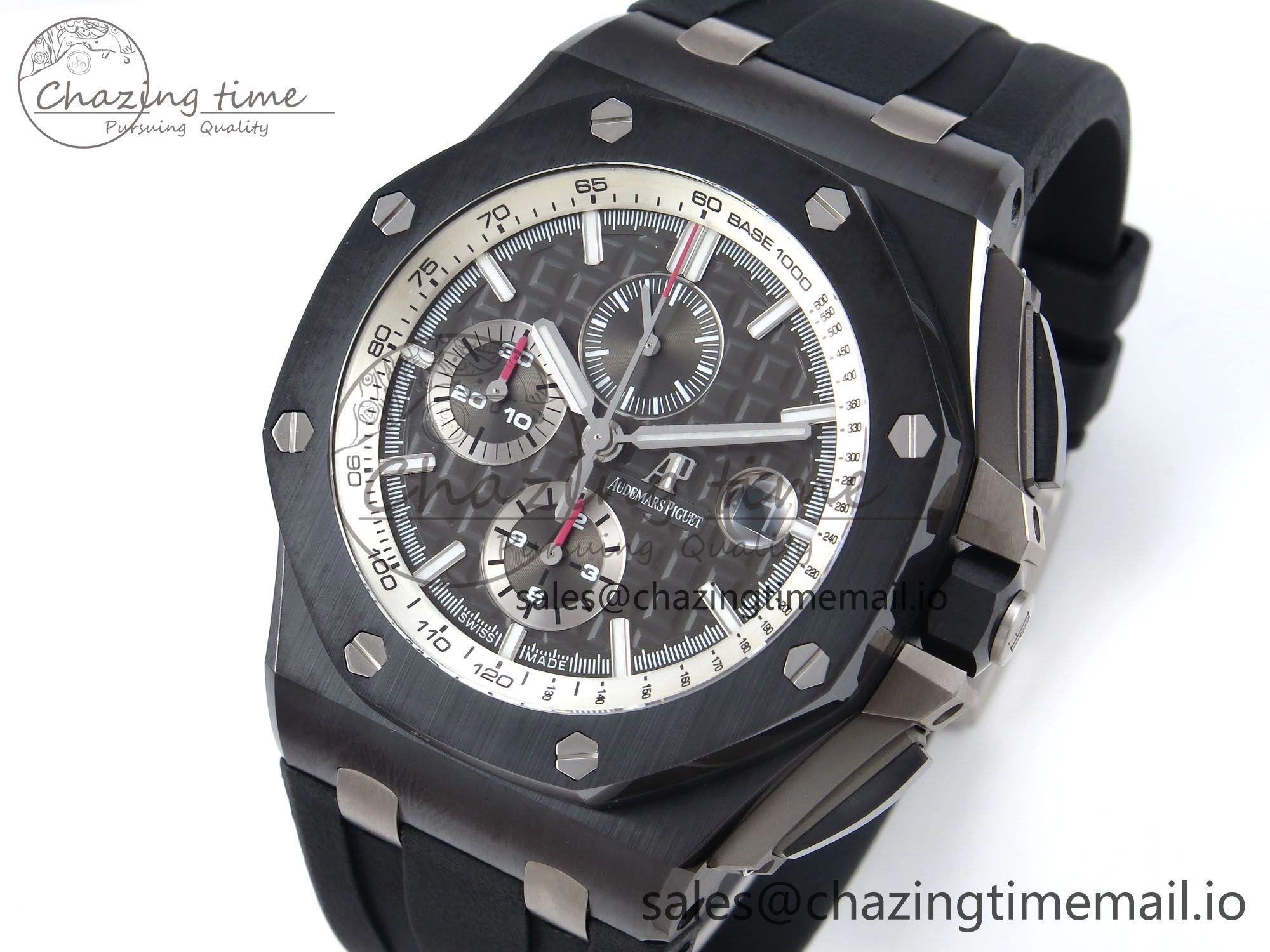 Royal Oak Offshore 44mm Black Ceramic SS TKF 1:1 Best Edition Gray Dial on Black Rubber Strap A3126