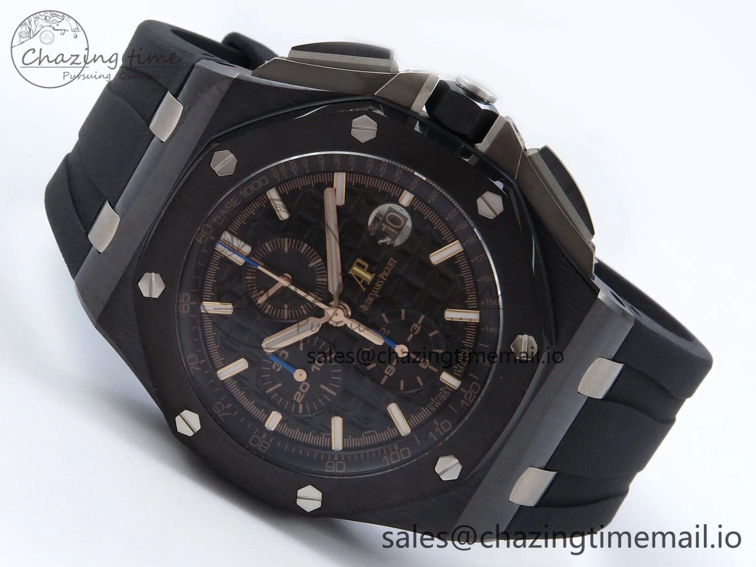Royal Oak Offshore 44mm Black Ceramic TKF 1:1 Best Edition Black Dial on Black Rubber Strap A3126
