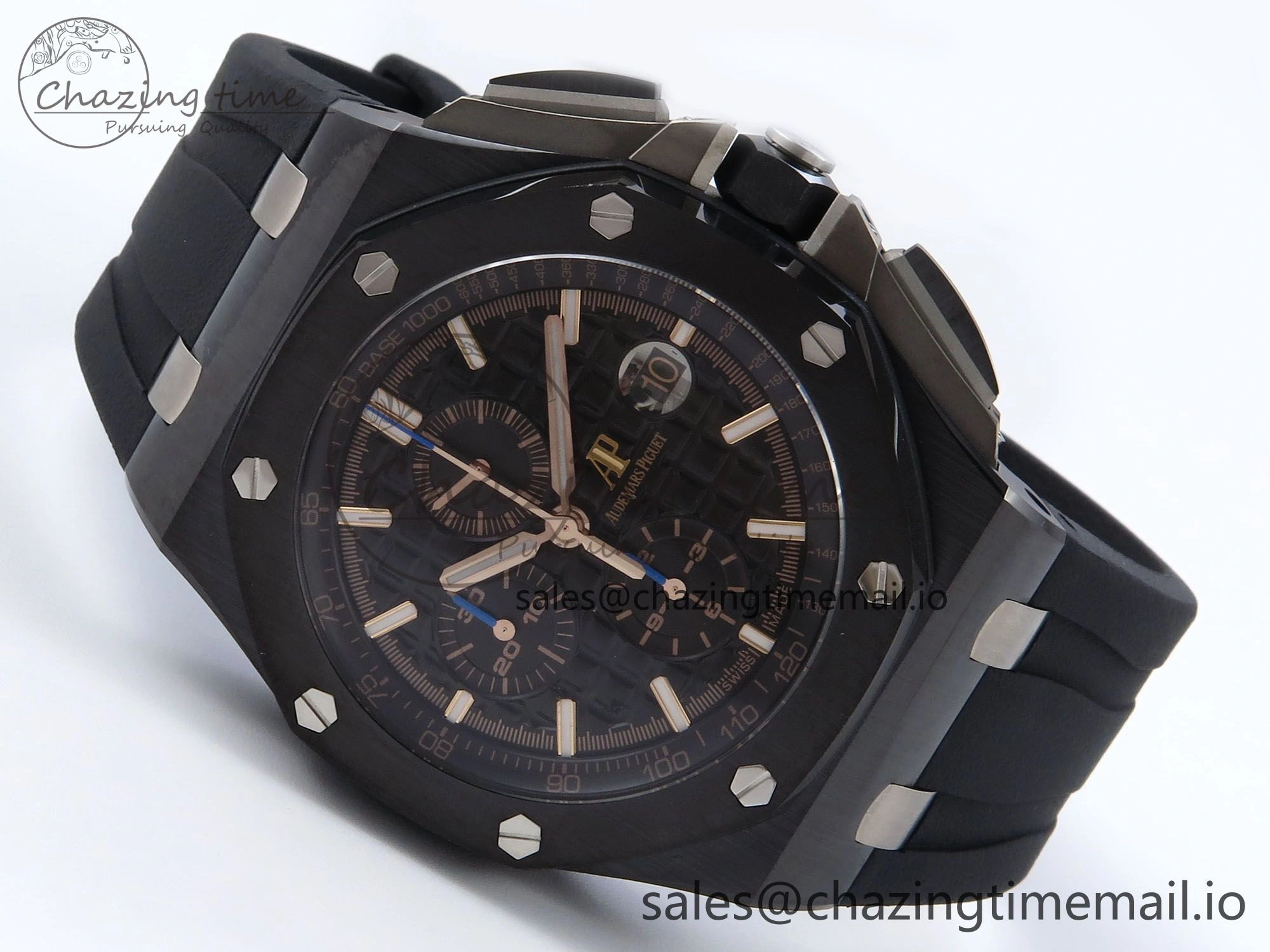 Royal Oak Offshore 44mm Black Ceramic TKF 1:1 Best Edition Black Dial on Black Rubber Strap A3126