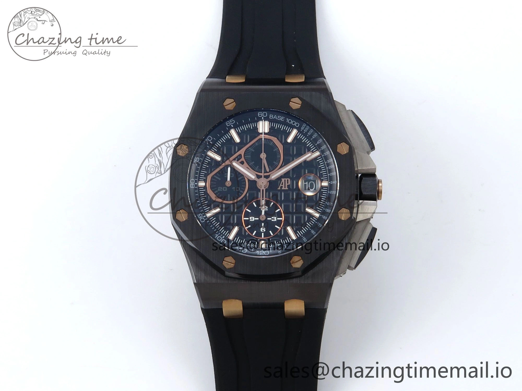 Royal Oak Offshore 44mm Black Ceramic TKF 1:1 Best Edition Black RG Dial on Black Rubber Strap A3126