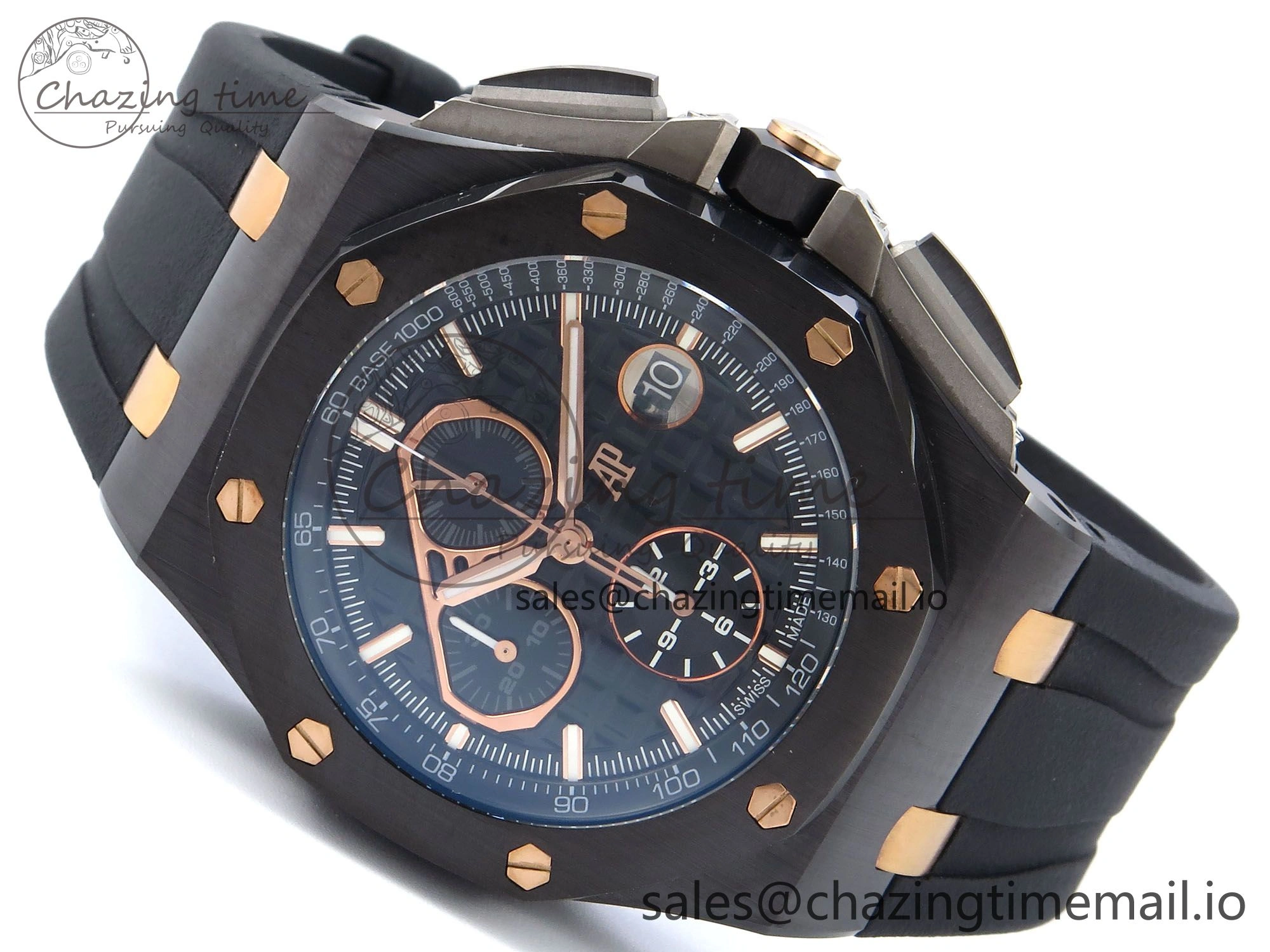 Royal Oak Offshore 44mm Black Ceramic TKF 1:1 Best Edition Black RG Dial on Black Rubber Strap A3126