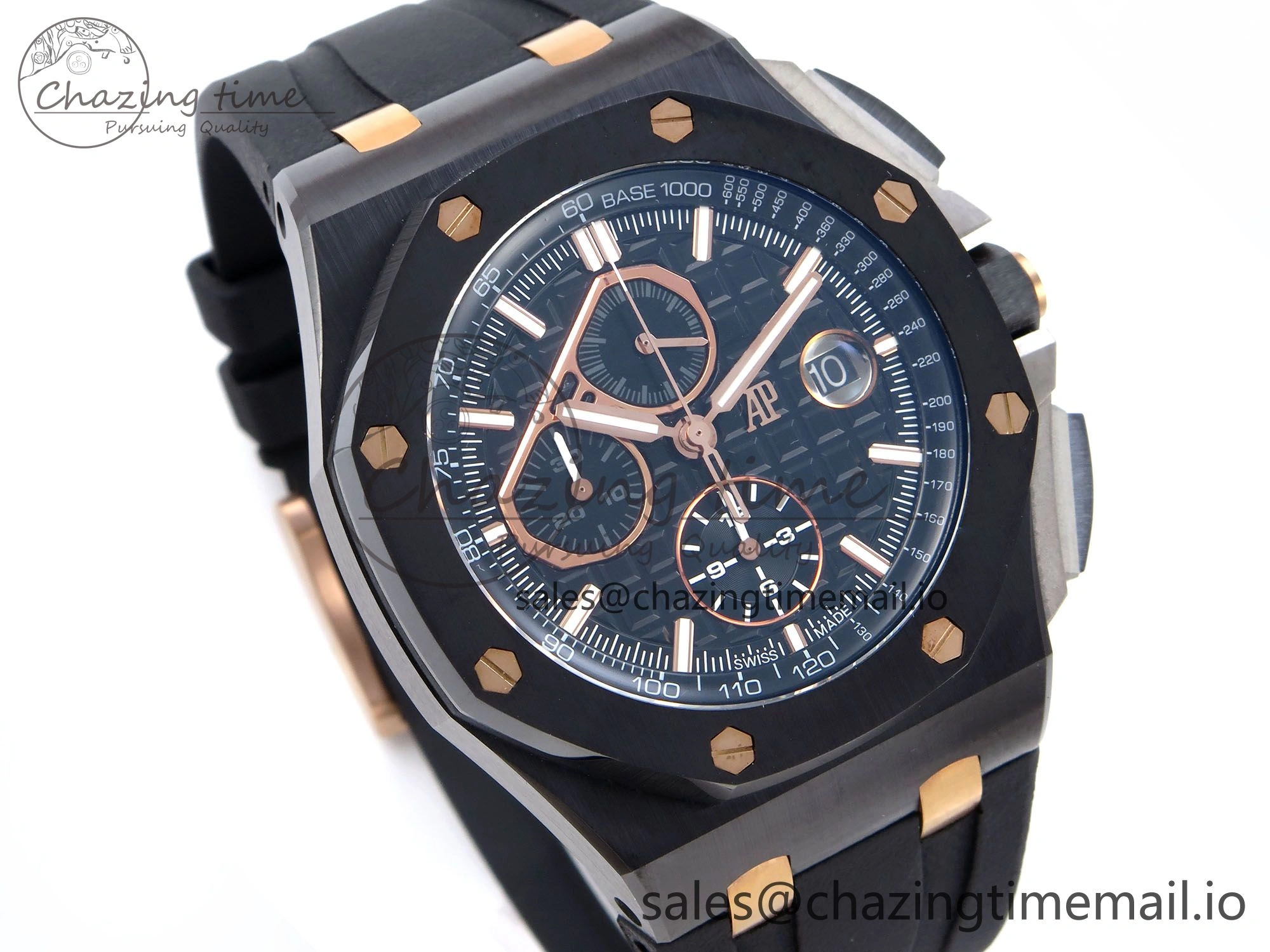 Royal Oak Offshore 44mm Black Ceramic TKF 1:1 Best Edition Black RG Dial on Black Rubber Strap A3126