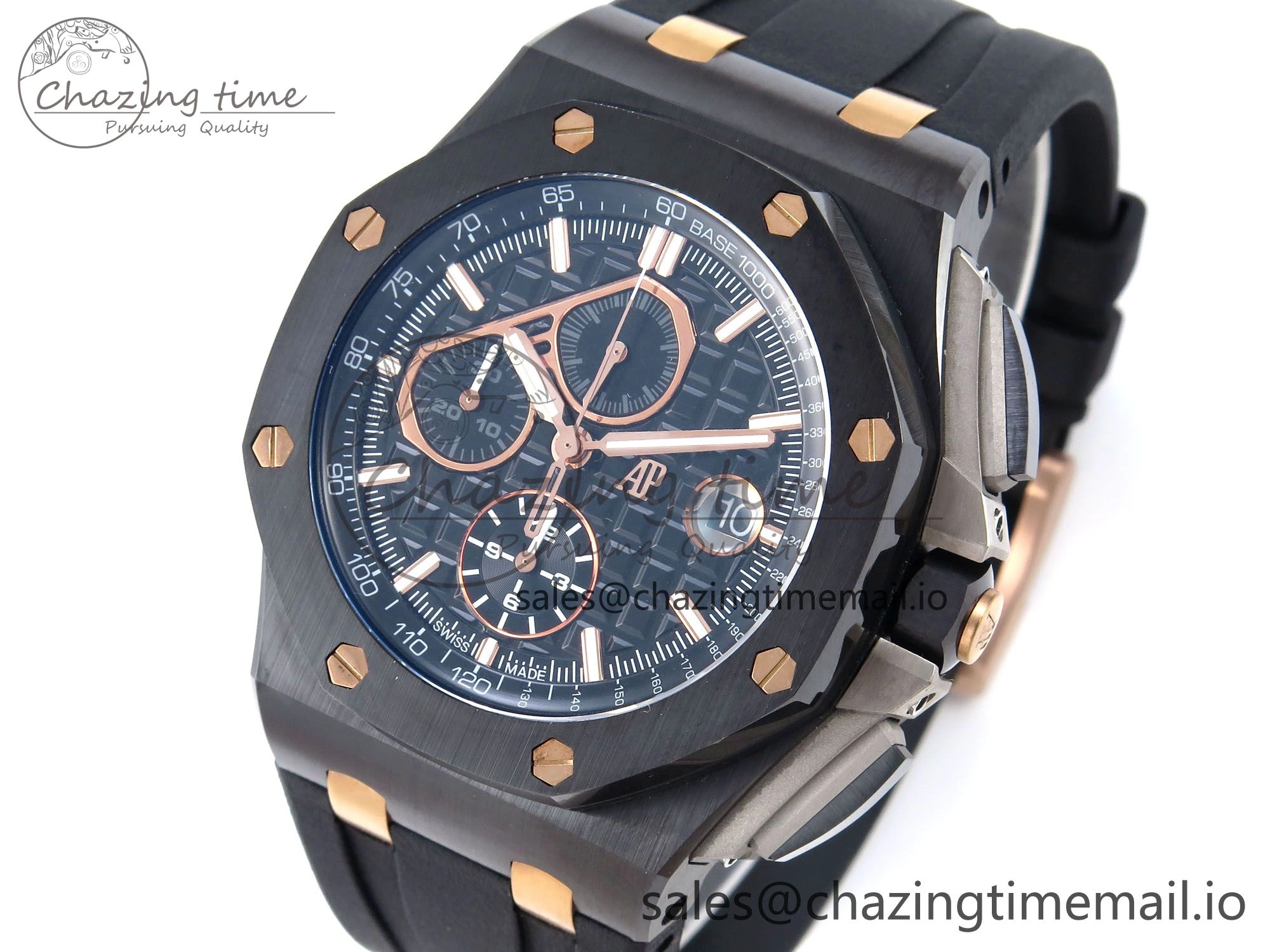 Royal Oak Offshore 44mm Black Ceramic TKF 1:1 Best Edition Black RG Dial on Black Rubber Strap A3126
