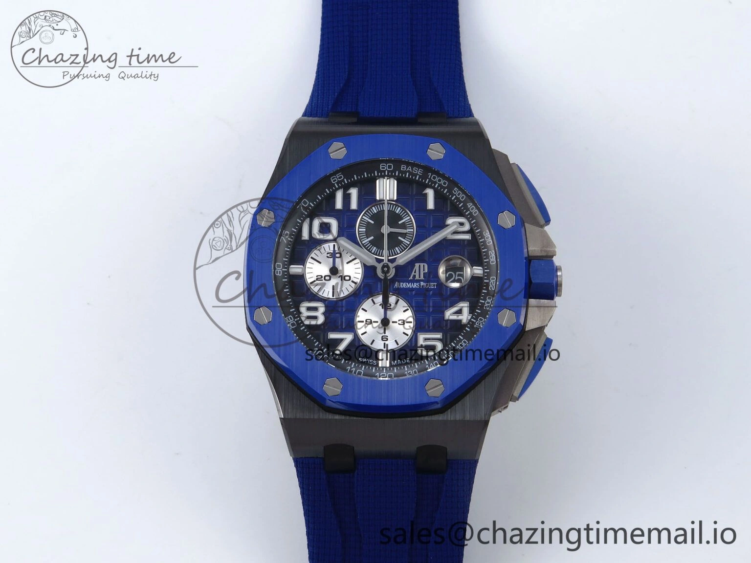 Royal Oak Offshore 44mm Black Ceramic TKF 1:1 Best Edition Blue Dial on Blue Rubber Strap A3126